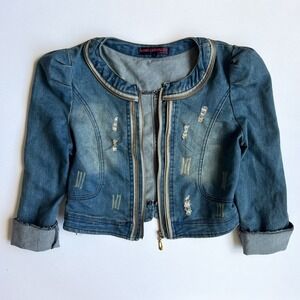Wang Luo Niu Zai Jeanswear Y2K Denim Bolero Jacket